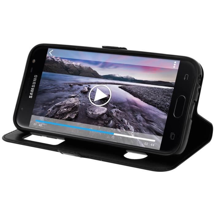 Housse pour Samsung Galaxy J3 2017 Etui Double Fen tre Coque