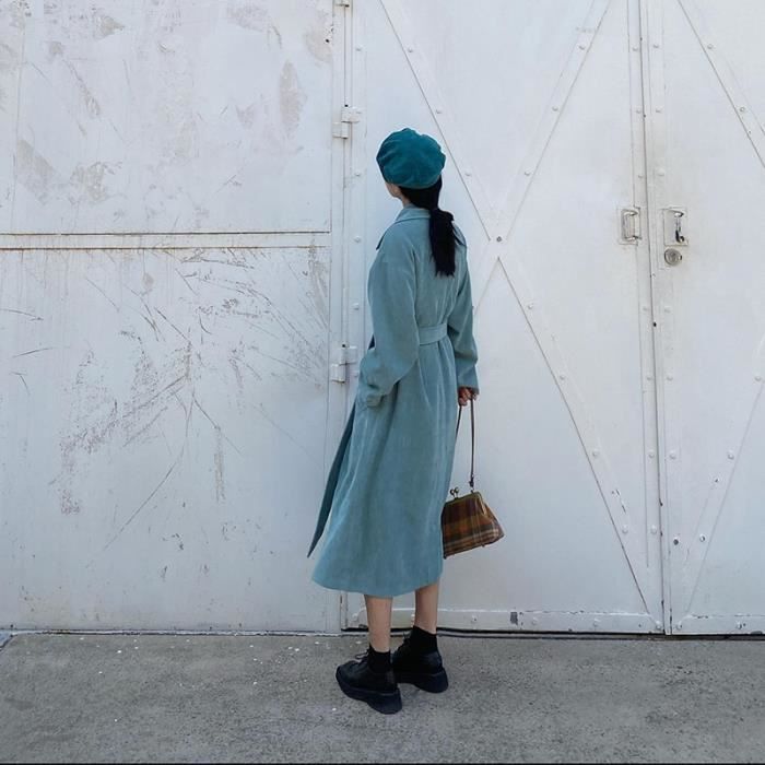 Manteau long velours cotelé femme best sale