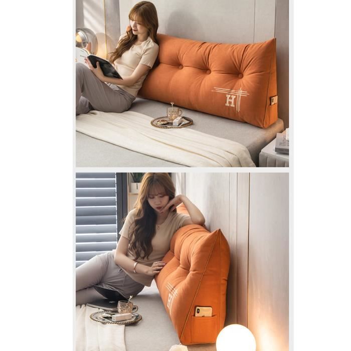VIIROUD Coussin De Lecture Triangulaire Gris 140x50x20cm - Support Lombaire Multifonctionnel Pour Canapé Et Lit