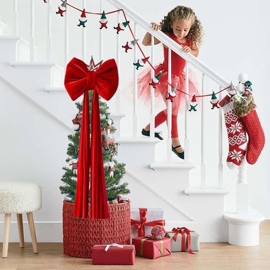 Noeud Pour Arbre De Noël | Grand Ornement Réutilisable - Grand Nœud Pour Sapin De Noël - Pour Extérieur Intérieur Clôture Devant Escalier Arrière-Plan Maison Fête