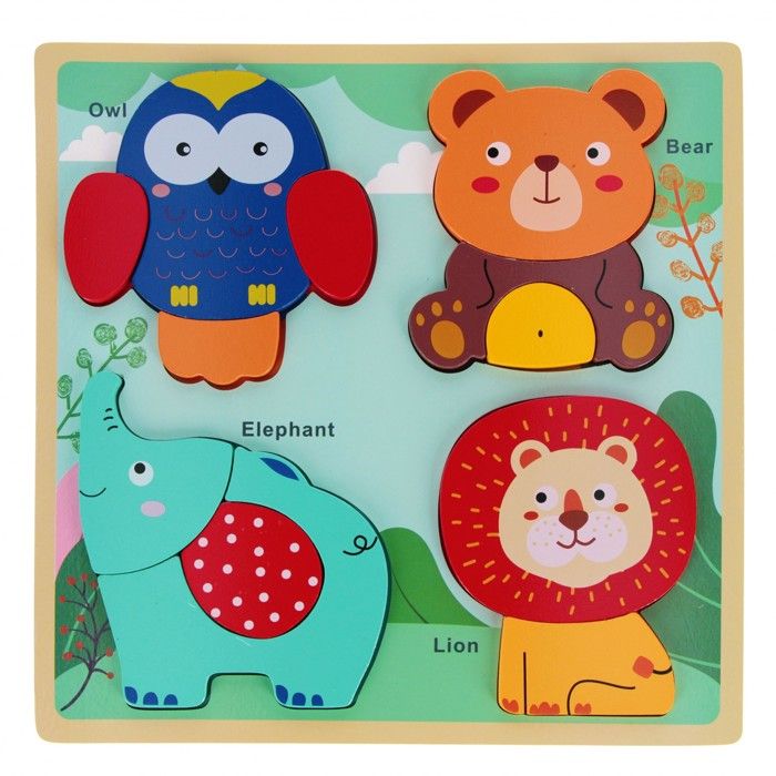 4PCS Animaux Puzzles en Bois, Jigsaw Puzzle Jouets, Bébé Puzzle à Encastrements, Jouets