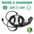 lefanev Chargeur de véhicule électrique 10/16A 2.2/3.6KW chargeur EV Portable avec câble de Type 2 de 5 m prise Schuko EVSE pour-0