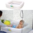 Enfant Baignoire gonflable portable blanche durable avec grand dossier, piscine gonflable, salle de bain maison spa-0