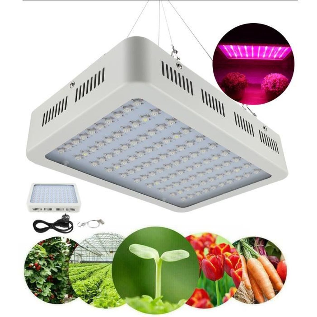 lampe à spectre complet croissance de léclairage lampe de culture de légumes à effet de serre Lampe à LED EU PLUG lampe de remplissage plante à croissance 1000W 