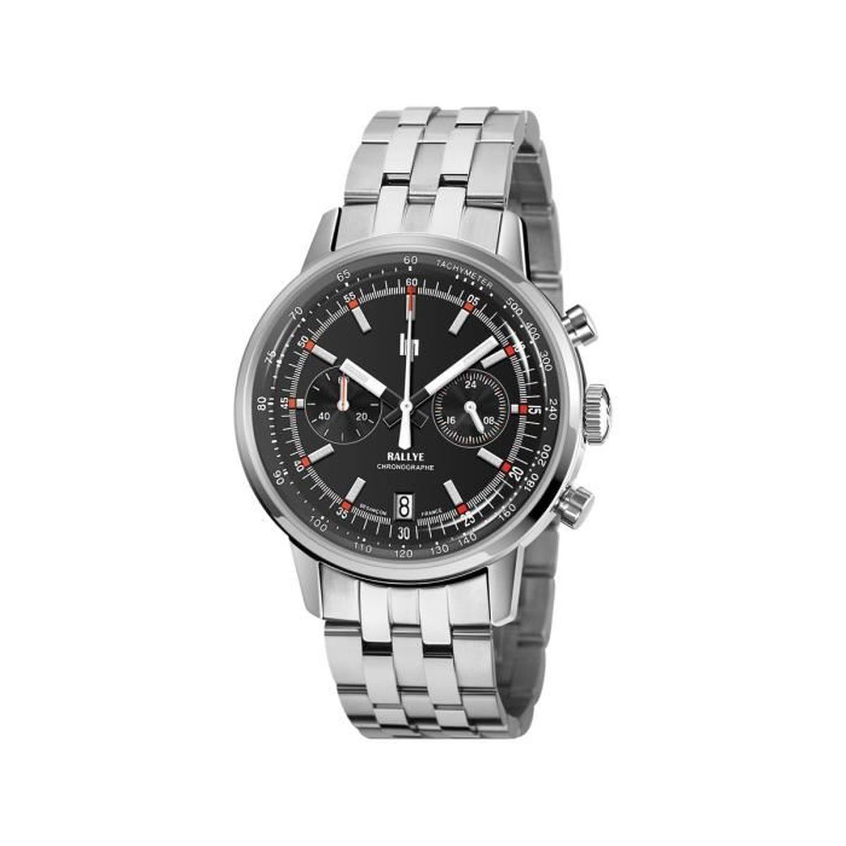 Montre LIP Churchill Quartz Cadran Argenté Bracelet Acier
