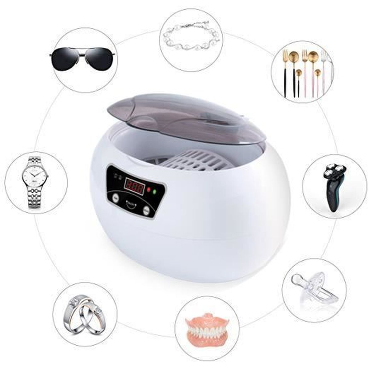 Nettoyeur A Ultrasons 600ml Appareil Nettoyage Domestique Bijoux Reservoir Automatique Pour Nettoyer Cd Lunettes Dentier Rasoirs Achat Vente Nettoyeur A Ultrasons Cdiscount
