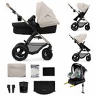 Poussette 3 en 1 Multifonction Kinderkraft MOOV2 De la Naissance à 27kg, Siège 2 en 1, Roues Gonflables, Pliable Facilement, Gris
