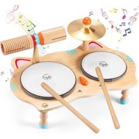 Tambour Jouet Bebe 1 an,Instrument de Musique Ensemble de Batterie pour Enfants,Table Musicale en Bois Musique Jouets de Percussion