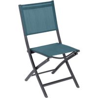 Lot de 4 chaises de jardin pliantes - Hespéride - Essentia - Aluminium - Bleu canard / Graphite
