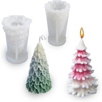 Lot de 2 Moules à bougies de Noël, Moule en silicone 3D en forme de sapin pour fabrication de bougies, chocolat, savon, bonbons