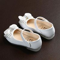 Chaussures de danse princesse en cuir blanc pour tout-petit bébé fille avec nœud en cristal
