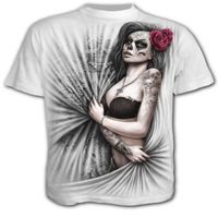 T-shirt moto,T-shirt à manches courtes et col rond pour homme et femme, impression tête de mort en 3D, personnalisé