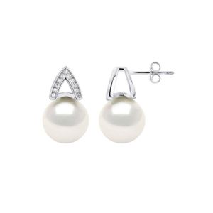 Boucle d'oreille Boucles d'oreilles V perles blanches TAG-E1139-SW Argent - Be Loved