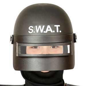 CHAPEAU - PERRUQUE Casque - Police - Enfant - Mixte - SWAT - Noir