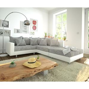 canape gris clair et blanc cdiscount