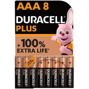 PILES Duracell Plus Piles alcalines AAA, 1.5V LR03 MN2400, paquet de 8