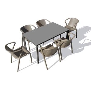 Ensemble table et chaise de jardin Ensemble repas MEET 6 places en aluminium laqué gris anthracite