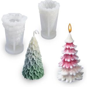 MOULE À BOUGIE Lot de 2 Moules à bougies de Noël, Moule en silicone 3D en forme de sapin pour fabrication de bougies, chocolat, savon, bonbons