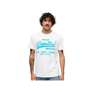 T-SHIRT T shirt - Superdry - Homme - Vintage - Blanc - Cot