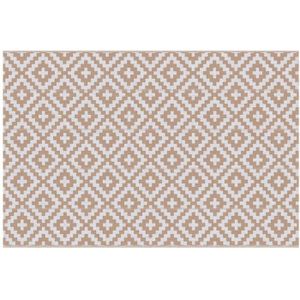TAPIS Tapis extérieur style graphique - tapis réversible 2 motifs - dim. 2,74L x 1,82l m, ép. 3 mm - PP haute densité 310 g/m² blanc beige
