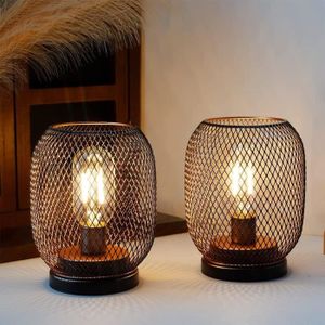 LAMPION JHY DESIGN Lot de 2 lanternes LED en forme de cage en métal alimentées piles lère d'accentuation sans fil pour les mariages fête47