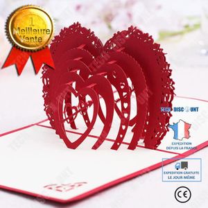 CARTE POSTALE TD® Carte de voeux stéréo 3D coeur à coeur saint v