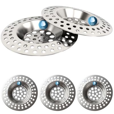 Lot de 2 Grilles d'Évier & Lavabo Inox 7cm Gris