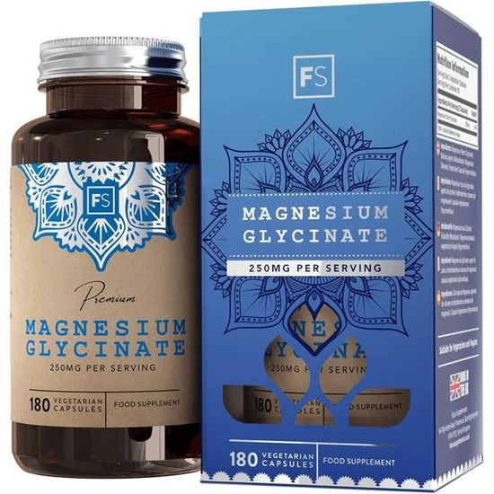FS Glycinate de Magnesium Capsules 1250mg de Glycinate fournissant 250mg de Magnesium Pur par