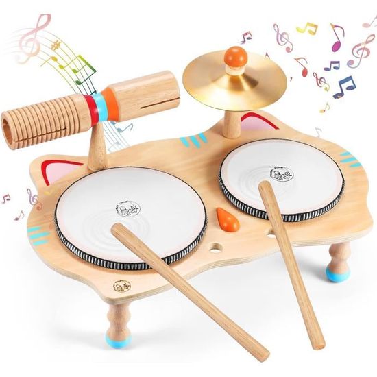Tambour Jouet Bebe 1 an Instrument de Musique Ensemble de Batterie pour Enfants Table Musicale en Bois Musique Jouets de Percussion Cdiscount Jeux Jouets