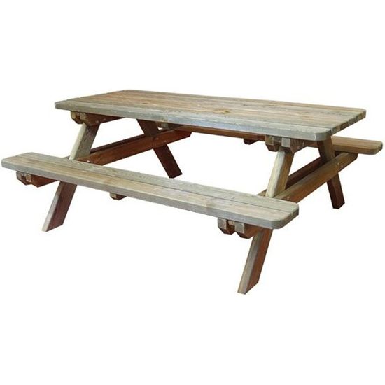 Table de pique-nique bois - Rambouillet - 6 personnes - Rectangulaire - Extérieur