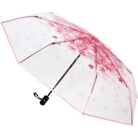 Parapluie Transparent Pliable En Fleurs De Cerisier - 91 Cm - Pour