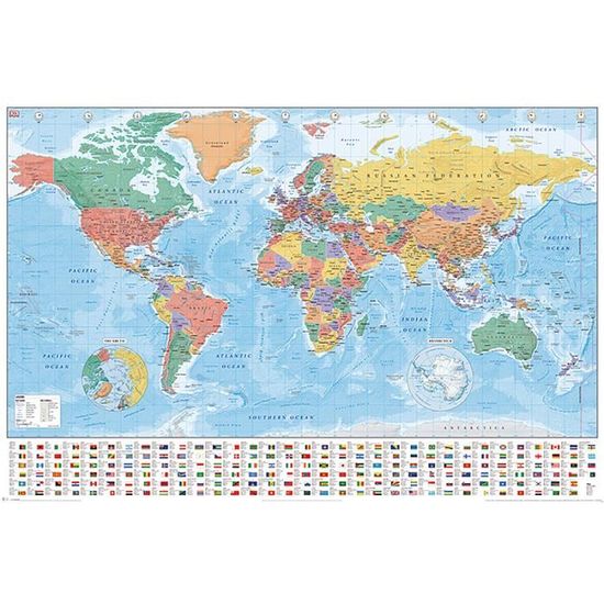 Carte du monde avec les drapeaux de tous les pays 61 x 91.5cm - Cdiscount  Maison