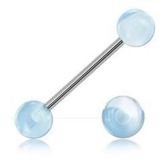 Inoki Zungenpiercing Barbell - Chirurgenstahl Mit Acrylkugeln 14mm & 16mm