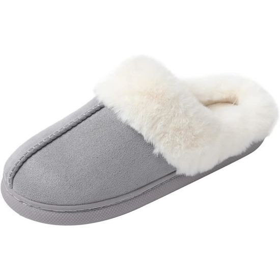 Yorgou Maison Pantoufles Homme Femme Chaussons en Mousse À Mémoire Confort Chaude Pantoufles Doublées en Peluche Antidérapantes D'Intérieur Extérieur