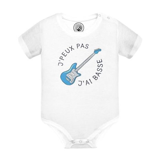 Body Bébé Manches Courtes 'J'peux Pas J'ai Guitare' - 100% Coton Imprimé France - Taille Unique
