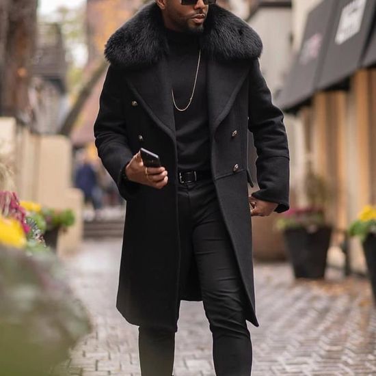 Caban col fourrure homme store