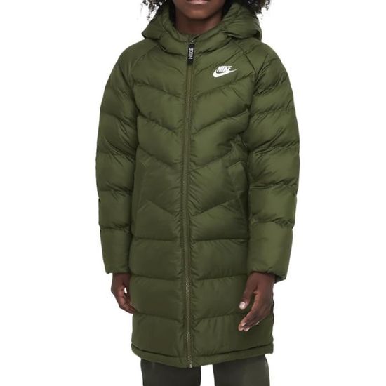 Parka Nike NSW MAX Junior Vert Ref. DX1268 326 Col a capuche Fermeture zip Isolation synthetique Vert Cdiscount Pret a Porter
