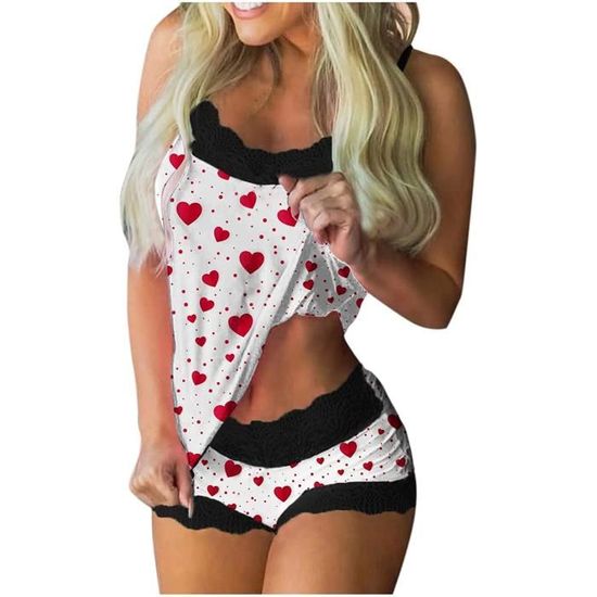 SYDUZAX Tenue 2 Pièces Ensembles De Pyjama Femmes Grande Taille Décontracté Couleur Unie Sexy Ensemble Short Femme Débardeur Bretelles Camisole En