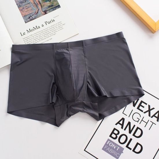 Boxer shorty Boxer elastique sans couture pour hommes sous vetement Ultra fin respirant Cueca soie glacee taille Dark Gray C Blanc Cdiscount Pret a Porter