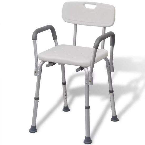 Chaise de douche Aluminium Blanc 53 x 41,5 x (72-84,5) cmSiège de Douche Tabouret de Douche à Hauteur réglable tabouret 53 x 41,5 x