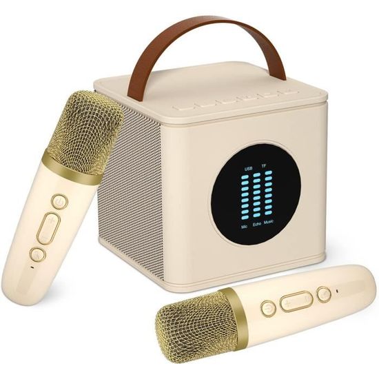Mini Machine De Karaoké Pour Enfants, Haut-Parleur De Karaoké Bluetooth Portable Avec 2 Microphones Sans Pales