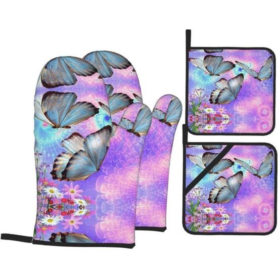 Maniques Cuisine Résistantes à La Chaleur – Lot De 2 – Motif Galaxy – Doublure Coton Antidérapant - 9