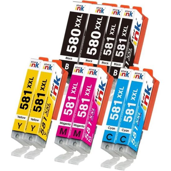 Kit 10 Cartucce Compatibili Canon PGI-580 CLI-581 XXL, Per TS6350 TR7550 TS8350