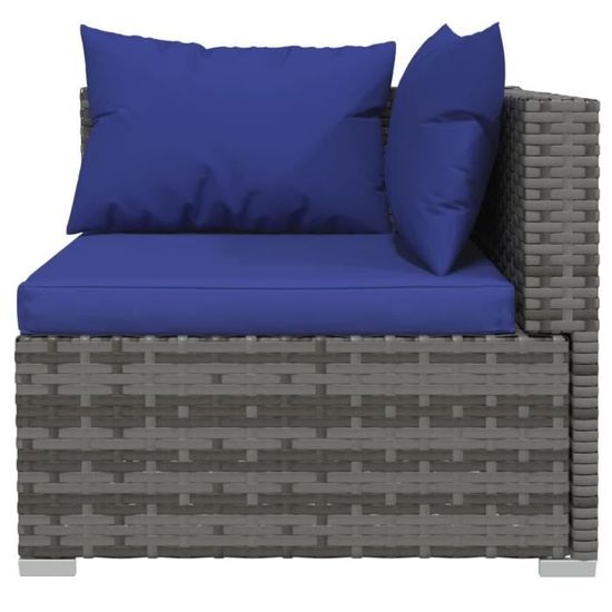 Salon De Jardin 3 Pièces – Canapé Modulable En Résine Tressée Gris Avec Coussins Anthracite