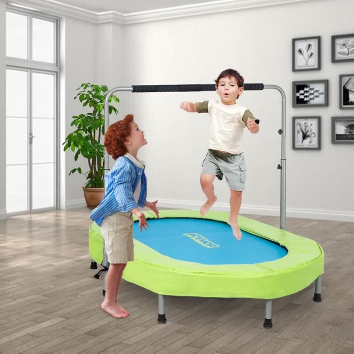Trampoline fitness pour Deux personne hauteur réglable (142 * 92 * 128)cm Vert Bleu