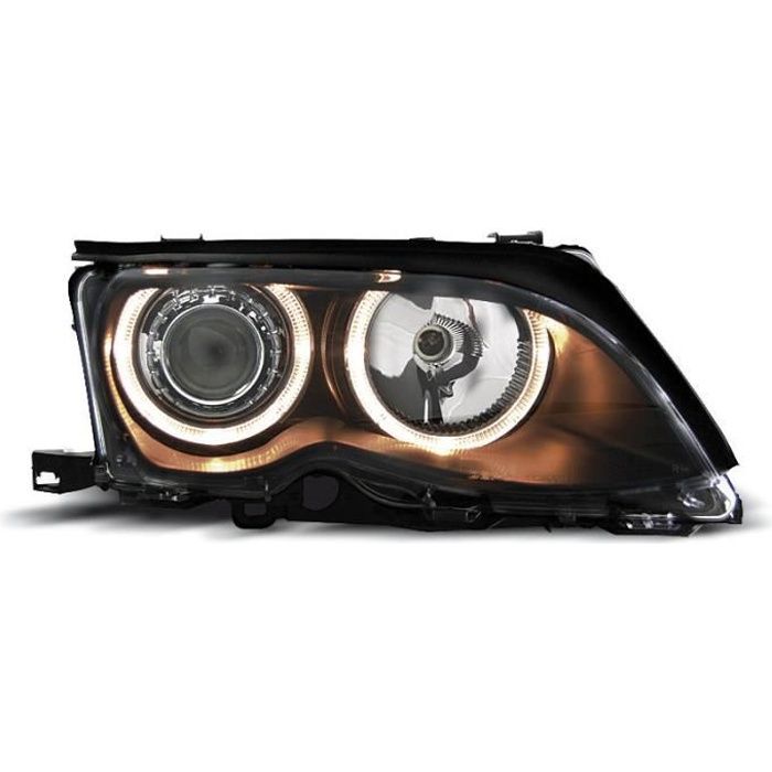 Paire de feux phares BMW serie 3 E46 berline 01-05 angel eyes noir (M86)