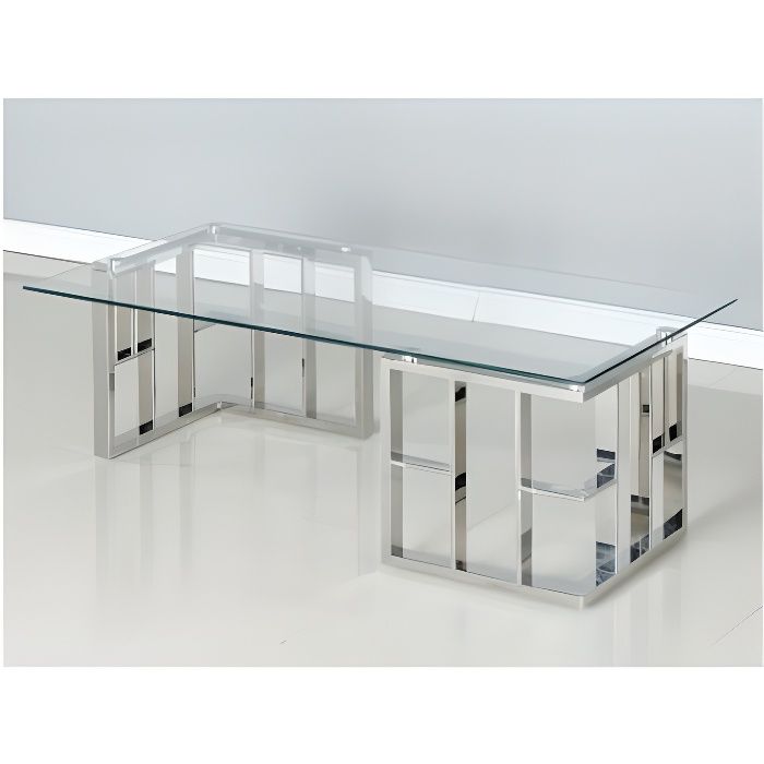 Table basse design verre et acier COPA