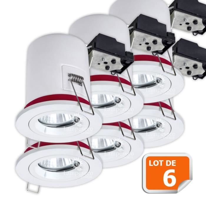 Lot de 6 Support de spot BBC Orientable diametre 100mm avec douille GU10 ref. 802
