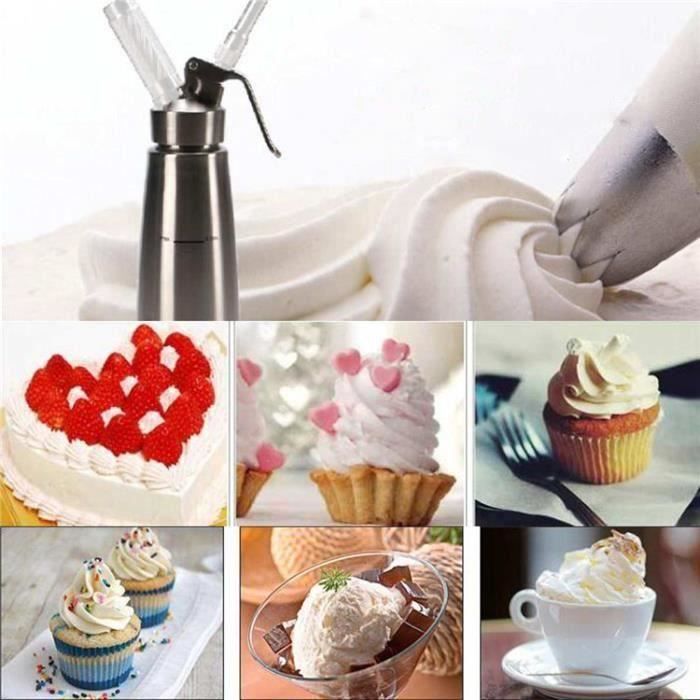 Siphon à Chantilly 0,5 l-500 ML avec Accessoires — 3 Douilles de décoration