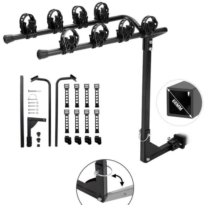 Porte Velos Sur Attelage 4 velos electrique Porte Bicyclettes Hayon Voiture Universelle Acier Pliable Porte-Bagages Arrière AvA107